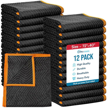 Simpli-Magic - Mantas Acolchadas para mudanzas (12 Unidades), Negro/Naranja
