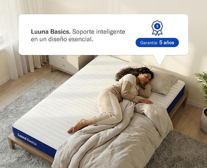 Luuna Basics 1 Colchón Individual, Colchón de Espuma de Alta Densidad, 16cm de Altura, Firmeza Media, Colchones en Caja, 1 Capa, Colchón Fresco