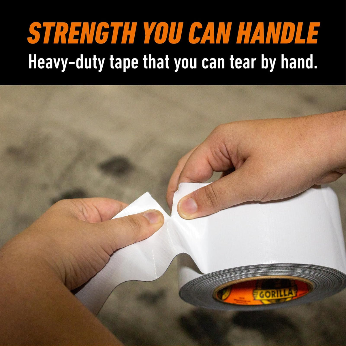 Gorilla Tape Tough & Wide, cinta blanca, 2.9 x 25 yardas (paquete de 1) – Resistente y resistente a la intemperie para interiores o exteriores