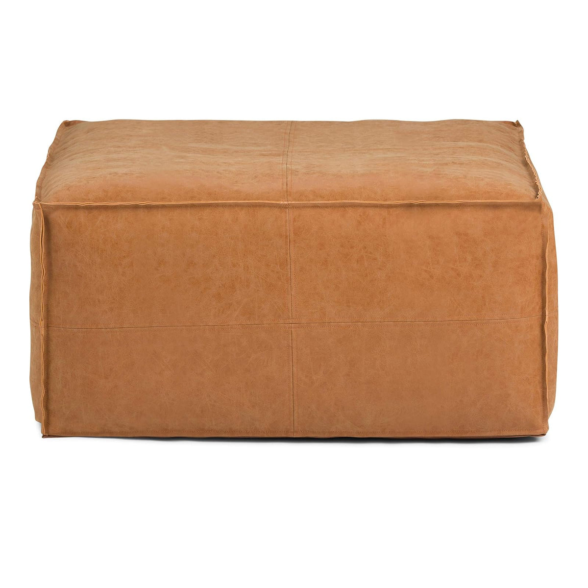 SIMPLIHOME Brody - Mesa de Centro Cuadrada Grande de 30 Pulgadas de Ancho, Color café Envejecido, otomana de Piel sintética Vegana, reposapiés o Asientos adicionales para Sala de Estar, montado