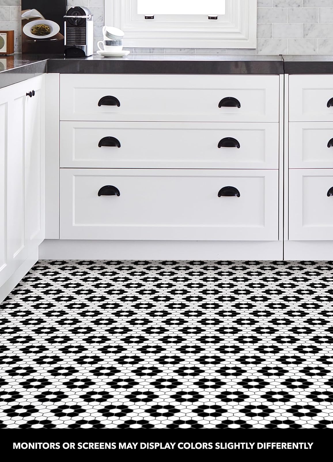 FloorPops FP3931 - Azulejos de piso para despegar y pegar, color negro