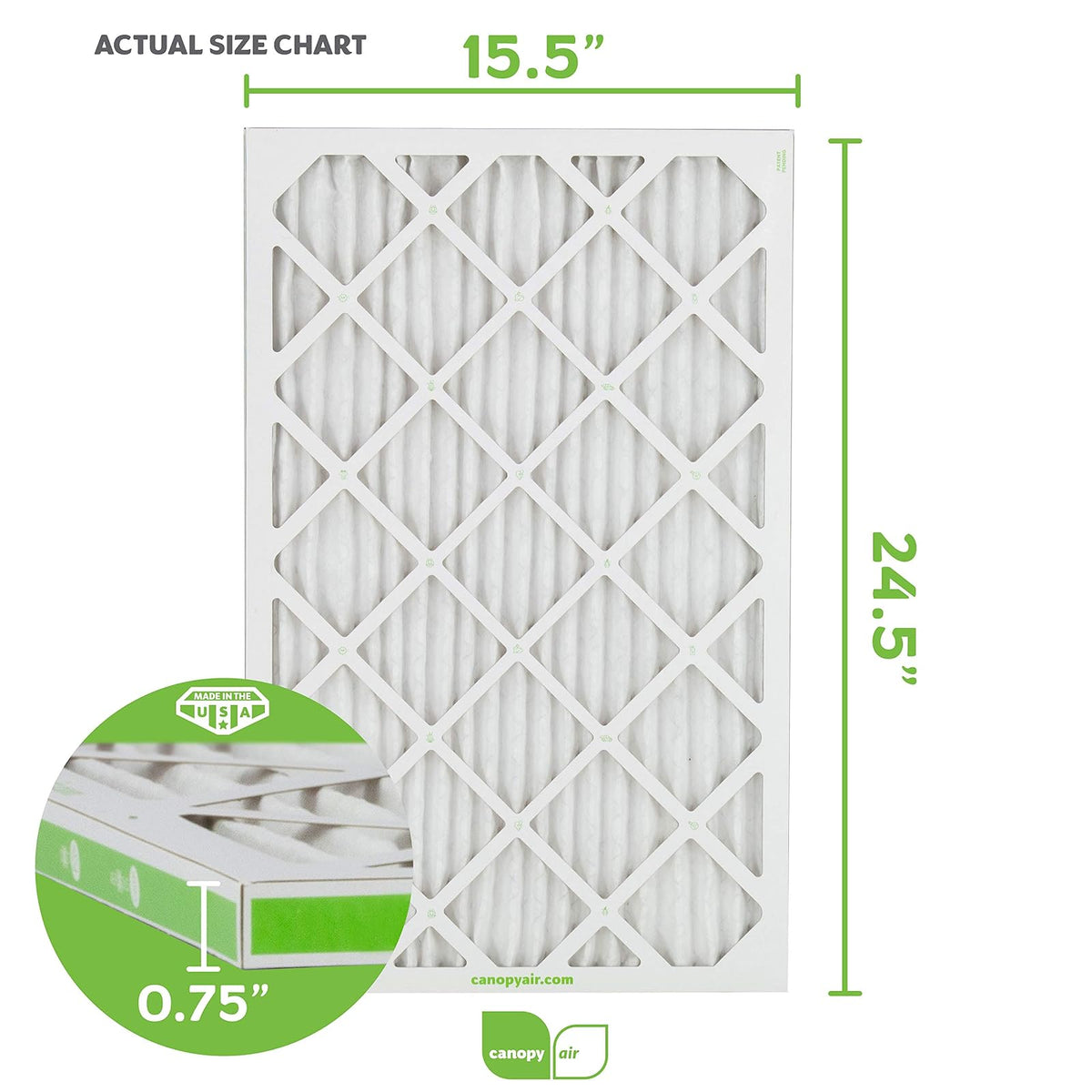 Canopy Air 16 x 25 x 1 MERV 11, filtro de aire de protección contra alérgenos para un hogar saludable, 16 x 25 x 1, caja de 4, fabricado en los Estados Unidos