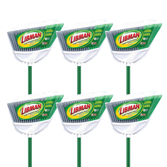 Libman Commercial 205 Large Precision Angle Broom, Steel Handle, 13" Wide, Green and White (Pack of 6)