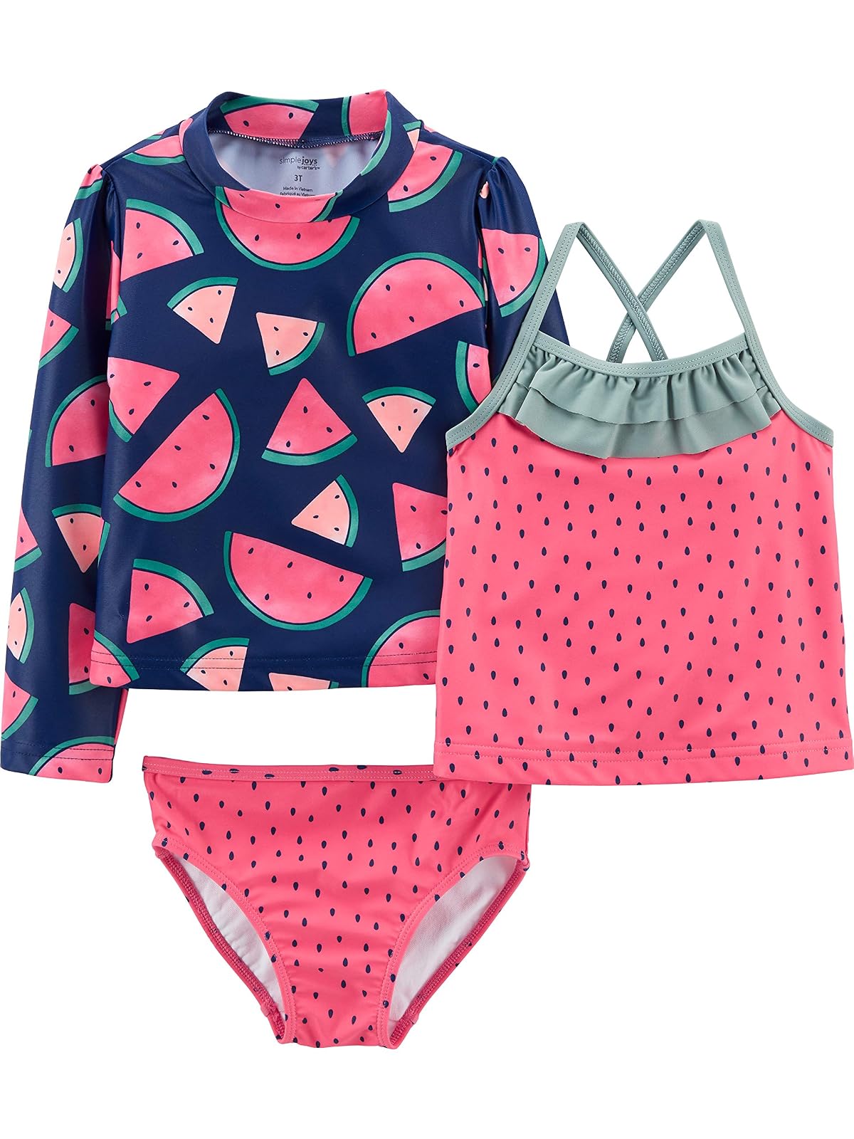 Simple Joys by Carter's Juego de 3 Piezas de Lycra. Set de protección contra sarpullidos para bebés niñas