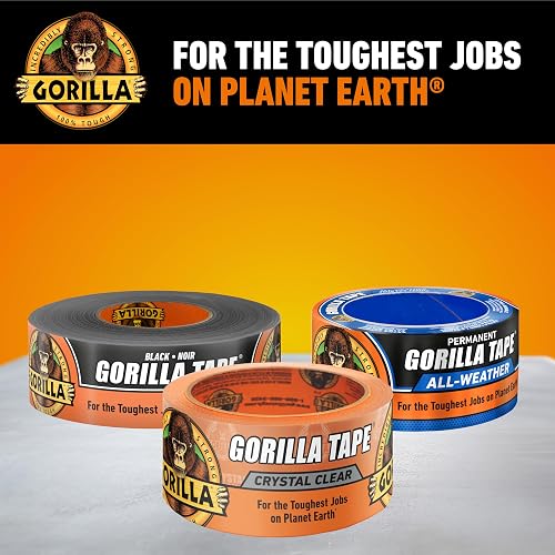 Gorilla Cinta adhesiva de reparación transparente, 1.9 pulgadas x 18 yardas, transparente, (paquete de 2)
