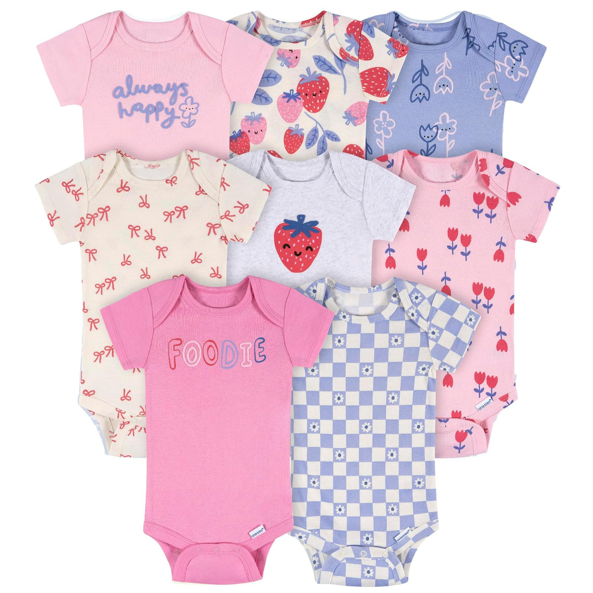ONESIES Baby-girls 8-pack Short Sleeve Mix & Match Bodysuits Body de manga corta bebés niñas