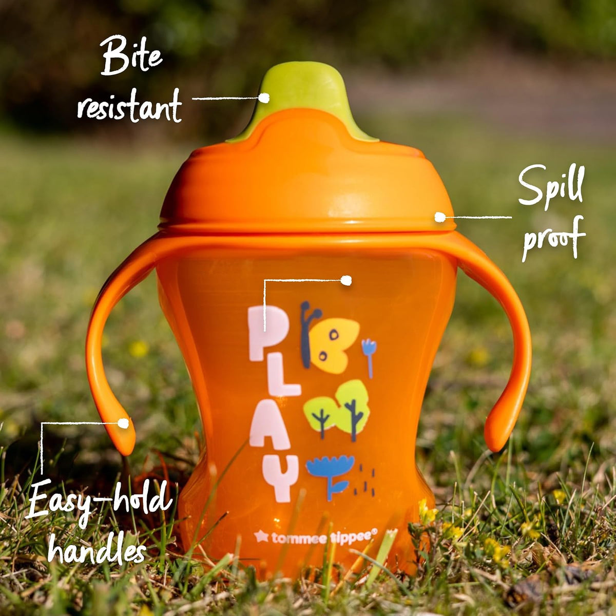 Tommee Tippee Sippee Trainer Cup with Handles, Water Bottle for Toddlers, Spill-Proof, BPA Free, 8oz, 7m+, Pack of 3