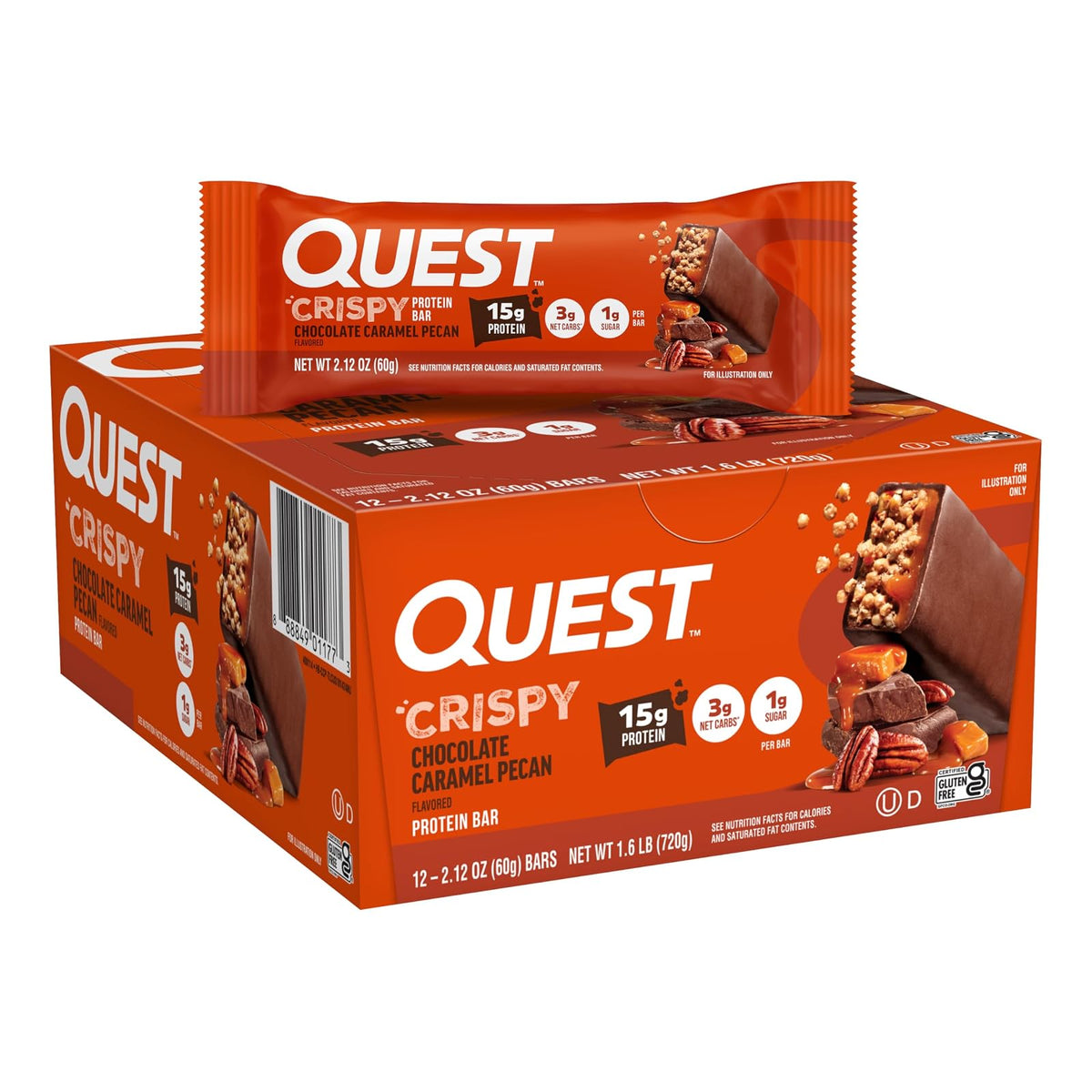 Quest Nutrition Quest Hero Crispy Barra de Proteína 12 Piezas - Chocolate y Caramelo con Nuez Pecana