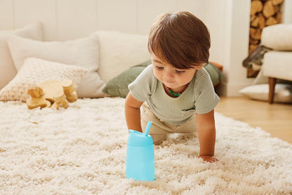 Munchkin® Simple Clean™ Taza para beber con popote fácil de limpiar, 10 onzas, paquete de 2, azul/verde