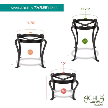 Achla Designs - Soporte para macetas de patio, 8 pulgadas de alto, color negro