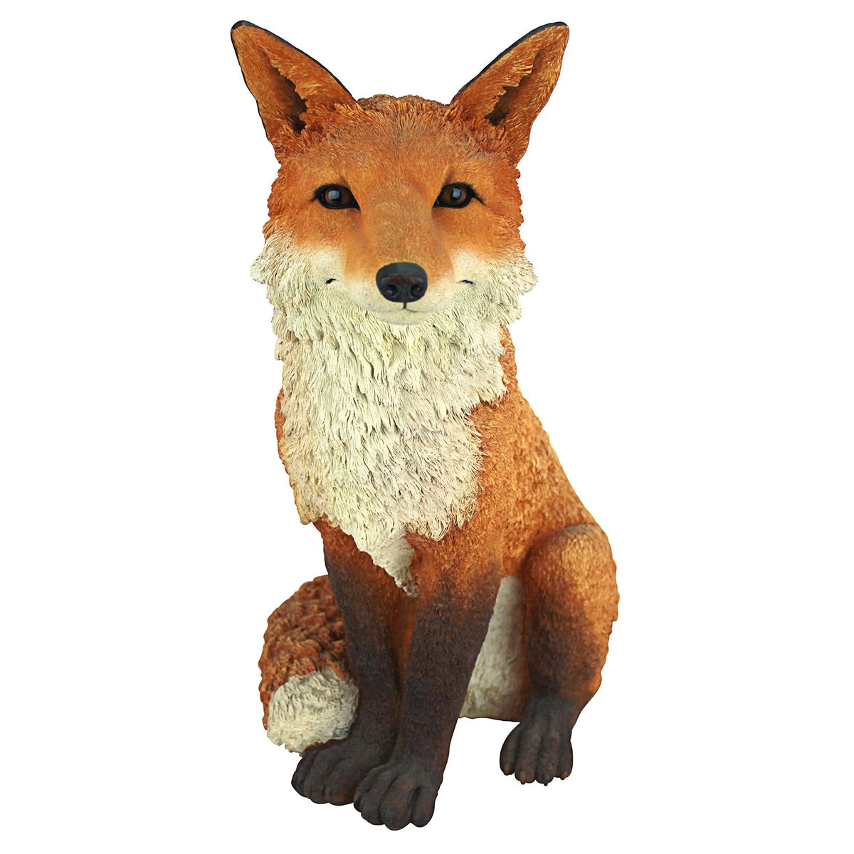 Design Toscano Simon The Woodland Fox Estatua de jardín para Interiores y Exteriores para Patio, Piscina o césped, 18 Pulgadas de Alto, Resina de Piedra fundida, Pintura roja y Naranja