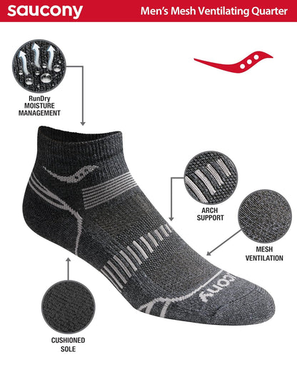 Saucony Paquete múltiple de calcetines de malla para
