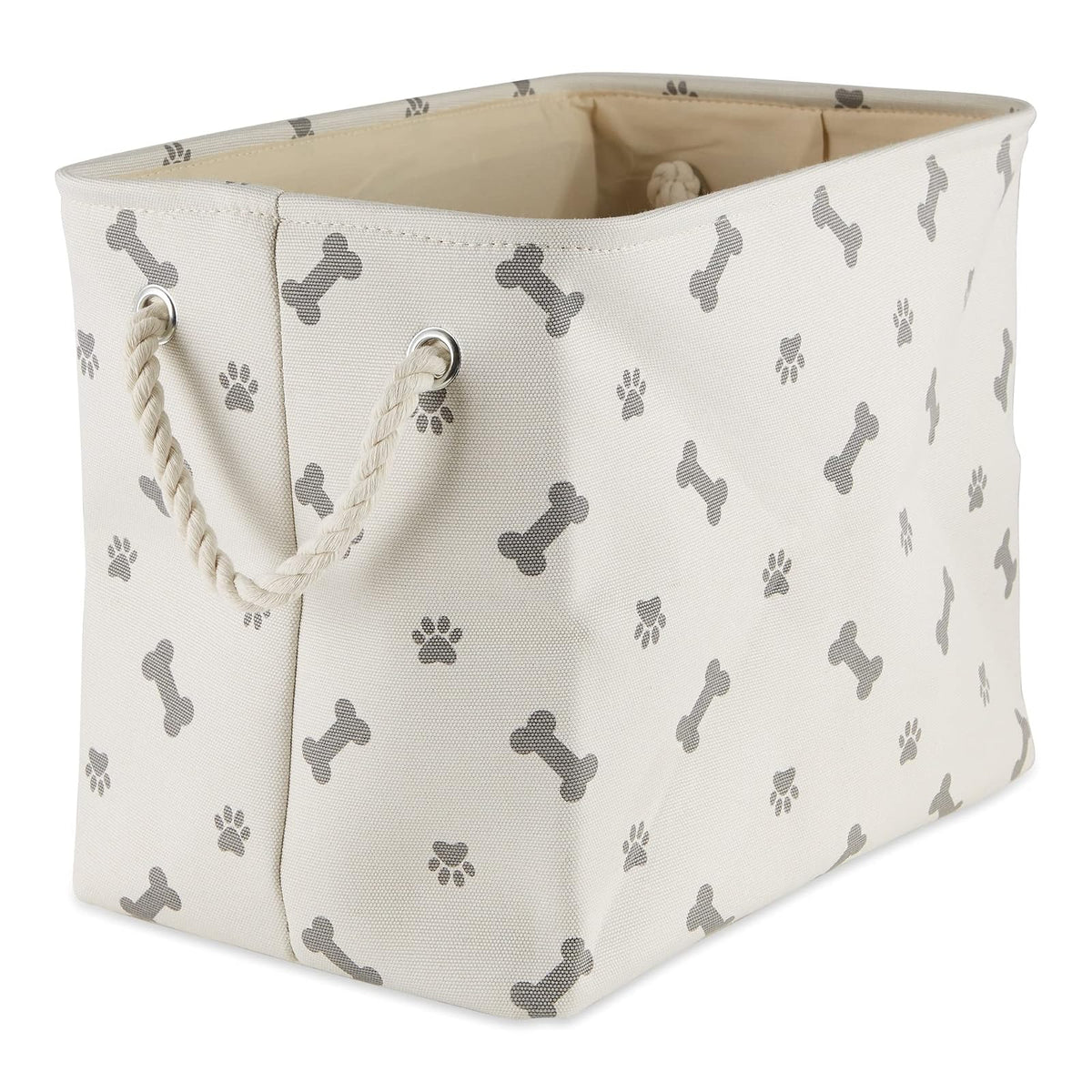 DII Bone Dry Cesta Organizadora para Juguetes y Accesorios de Mascota - Pata hueso gris - Rectangle Small