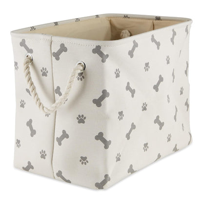 DII Bone Dry Cesta Organizadora para Juguetes y Accesorios de Mascota - Pata hueso gris - Rectangle Small