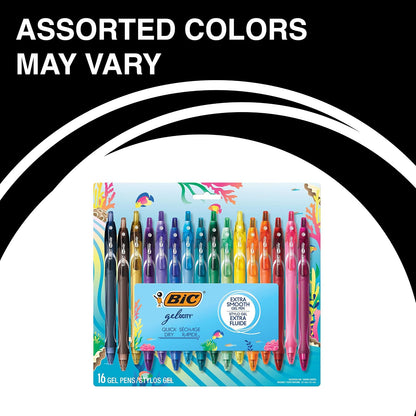 BIC Gelocity Quick Dry Ocean - Juego de rotuladores de gel con tinta de secado rápido y diseño retráctil