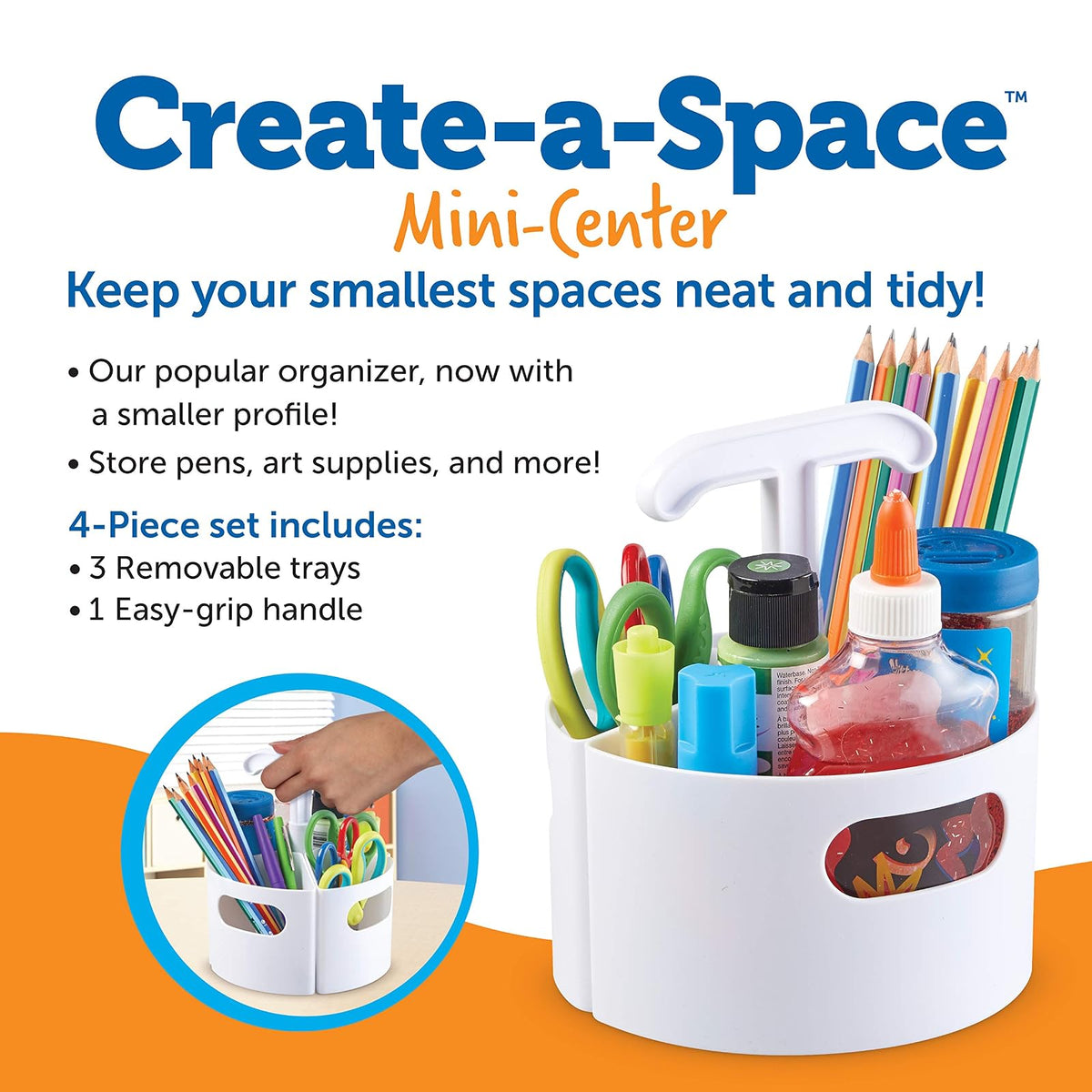 Learning Resources Create-a-Space - Mini centro de almacenamiento – blanco, para aula, espacio para creador, espacio pequeño, organizador de profesores, accesorios escolares en casa, juego de 4 piezas