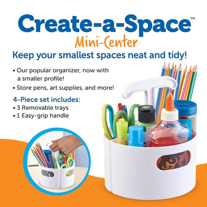 Learning Resources Create-a-Space - Mini centro de almacenamiento – blanco, para aula, espacio para creador, espacio pequeño, organizador de profesores, accesorios escolares en casa, juego de 4 piezas