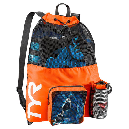 TYR Big Mesh Mummy Mochila Deportiva para Natación - naranja - fiesta de bloques - talla única - Mochila