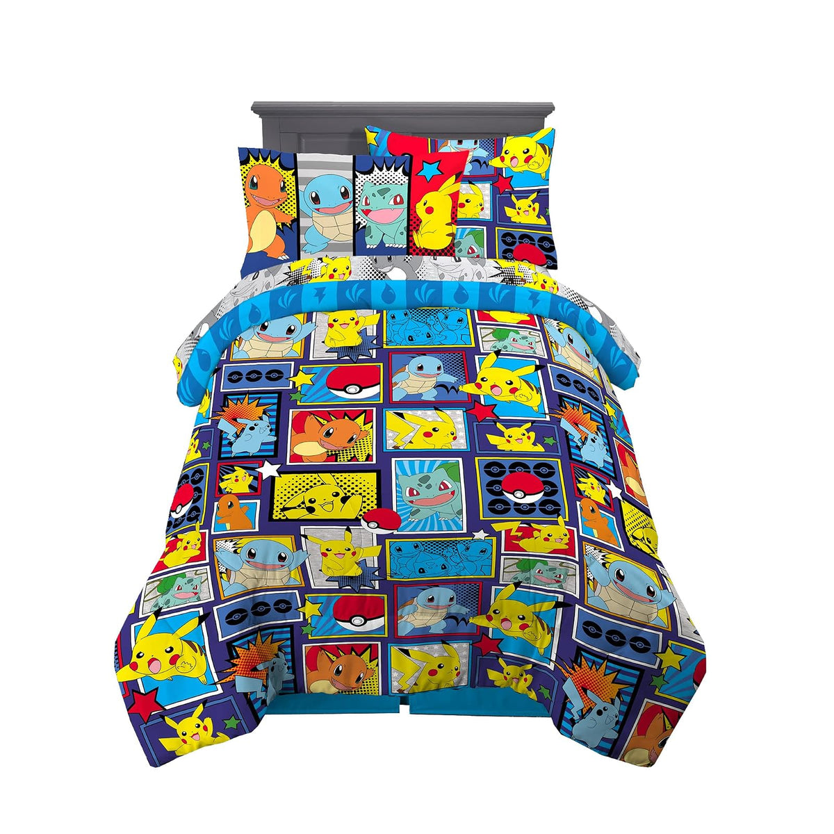 Franco Pokémon Juego de Ropa de Cama, 7 Piezas, Tamaño Matrimonial - 5 Piece Twin Size - Pokemon