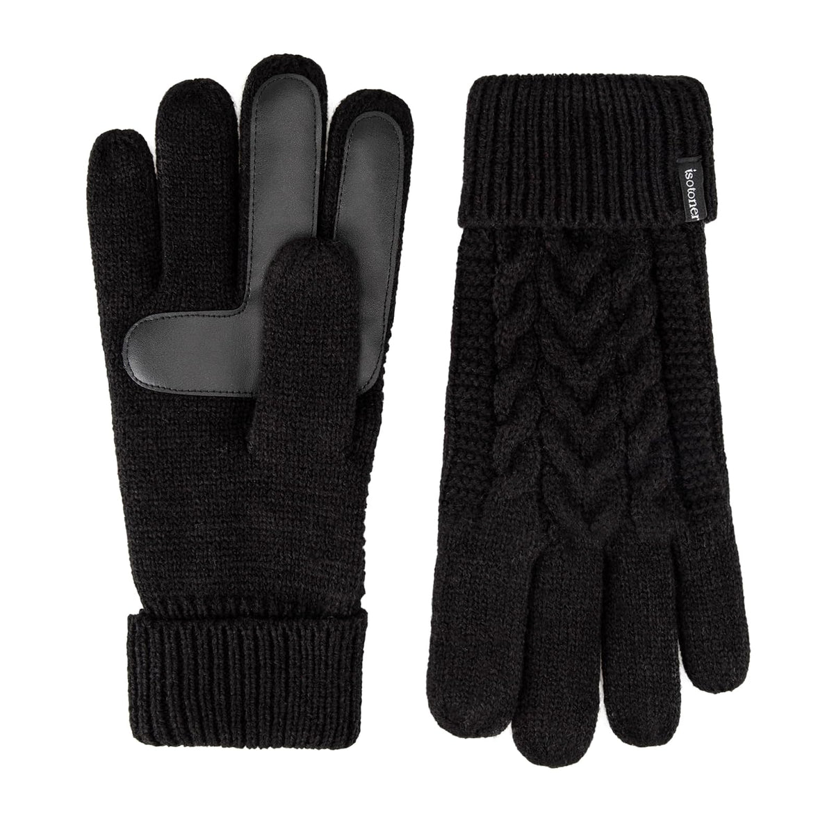Isotoner SmarTouch Solid Triple Cable Knit de la mujer Palm Guante con palma Parches