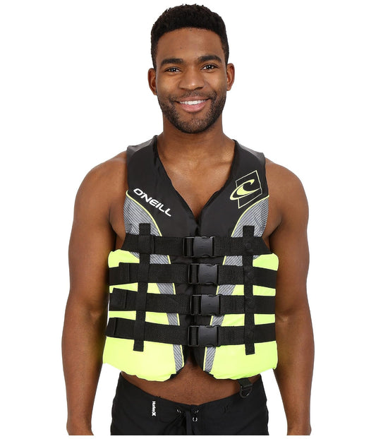 O'Neill Superlite USCG Chaleco Salvavidas para Hombre - Negro - Lima - Humo: Lima - XL - MEN'S SUPERLITE USCG LIFE VEST