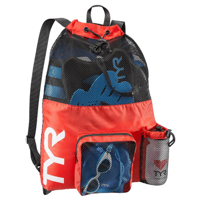 TYR Big Mesh Mummy Mochila Deportiva para Natación - Rojo - talla única - Mochila