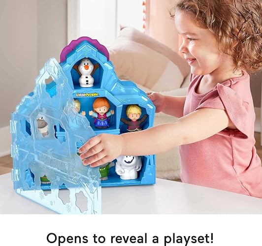 Fisher-Price, Little People, Estuche de Figuras, Frozen, Juguete para Bebé, Incluye 9 Personajes: Anna, Elsa, Olaf, Kristoff, Sven, Marshmallow, Grand Pabbie, Bulda y Pebble, 18 Meses en Adelante