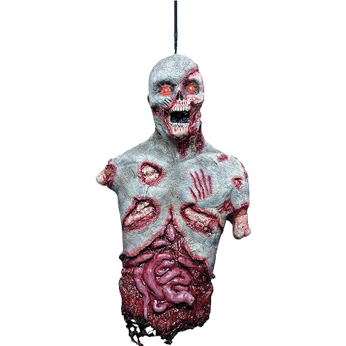 Ghoulish Productions Hanging Corpse, Decoracion de Zombie Colgante con Luz en Ojos, Decoraciones Colgantes de Zombies Ideal para Decorar tu Casa o Casas de Terror de Halloween