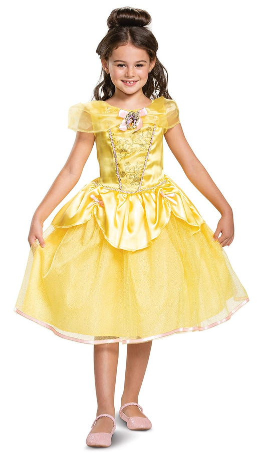 Belle Classic Disney Princess - Disfraz de Princesa para niñas, Amarillo, XS (3T-4T)