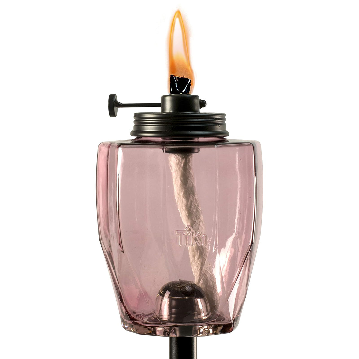 TIKI - Linterna de vidrio ajustable con llama de 64 pulgadas, iluminación decorativa rosa para césped al aire última intervensión, patio y jardín, incluye mecha de larga duración, diseño resistente a