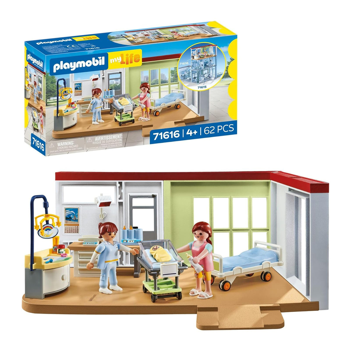 Playmobil Set de Juego Médico Hospital, Varios Escenarios - Unidad de maternidad