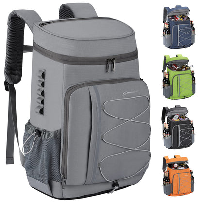 Maelstrom Mochila Hielera 35/50 Latas, Bolsa Hielera Suave Hermética | Frío 16h, bolsillos múltiples, silbato emergencia, acolchado ergonómico transpirable. Ideal camping, pesca, senderismo - Gris - 35 Can