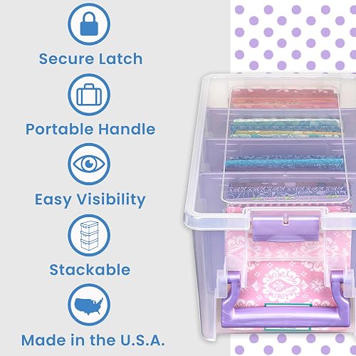 ArtBin - Organizador portátil de manualidades con 3 divisores, estuche de almacenamiento de plástico transparente para suministros de arte y manualidades