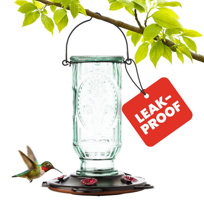 More Birds - Comedero de colibríes clásico, comederos de colibríes de Vidrio Antiguo para Exteriores, 5 Estaciones de alimentación, 20 onzas
