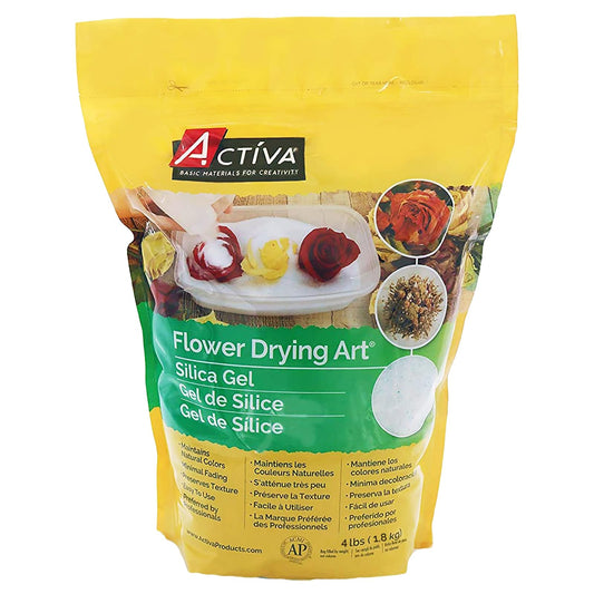 Activa Flower Drying Art Gel de sílice, 4 libras (1,81 g) | Seca y conserva flores con confianza, apto para microondas y reutilizable
