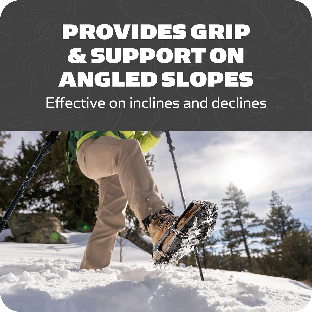 Yaktrax Adventure Grip - Dispositivo de tracción de Invierno Duradero con Puntas de Acero Inoxidable para Hielo y Nieve, Parte Superior de Goma termoplástica Flexible, se Adapta a Varios Calzados,