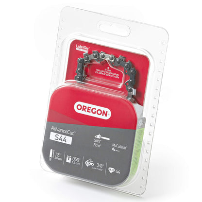 Oregon S44 AdvanceCut - Cadena de sierra de repuesto para barras guía de 12 pulgadas, 44 eslabones de transmisión, paso: 3/8 pulgadas de baja vibración, calibre 0.50 pulgadas, se adapta a varios modelos Stihl, gris
