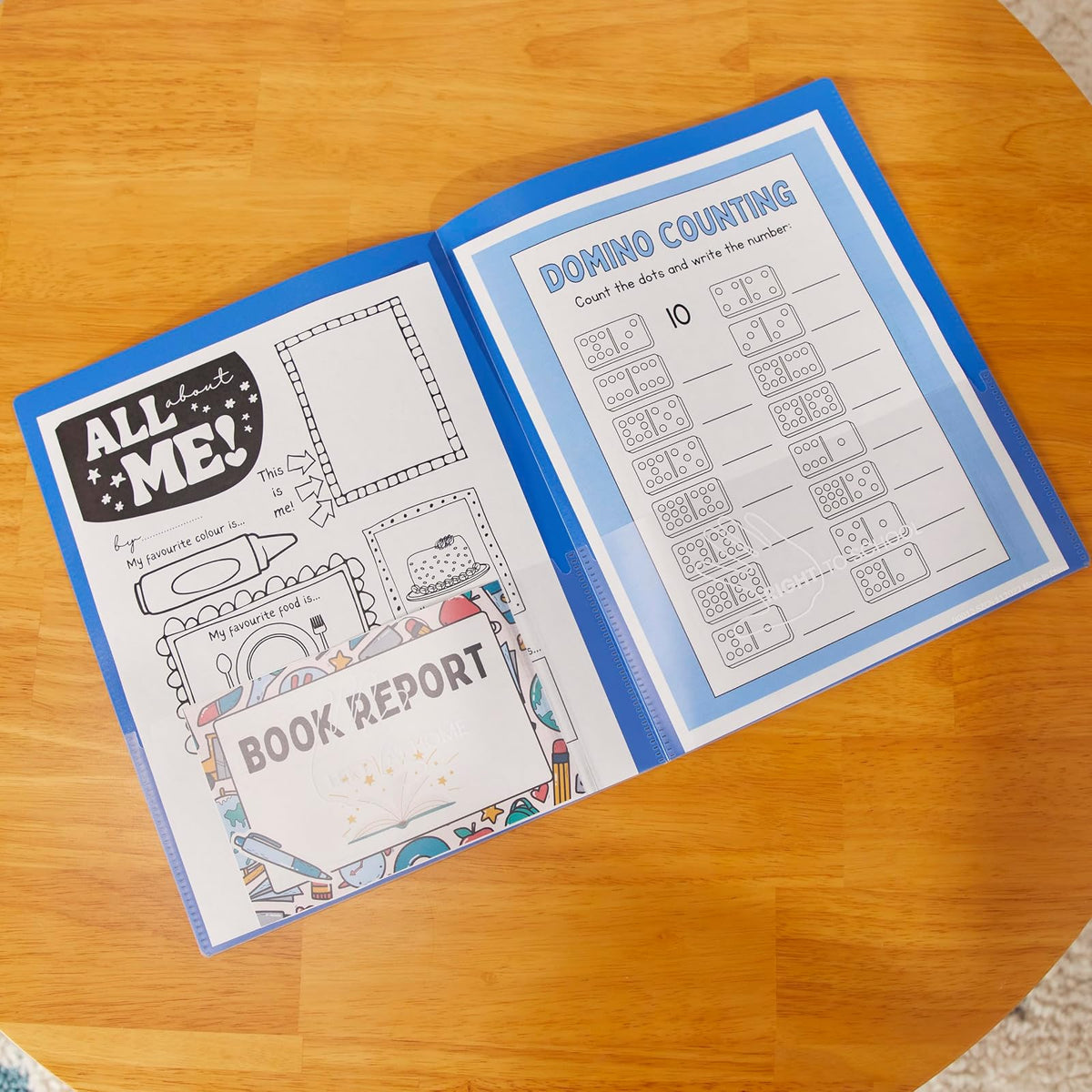 ECR4Kids MessageStor - Carpeta de comunicación para padres y profesores (2 bolsillos, plástico flexible, con bolsillos, papel tamaño carta, 36 unidades), color azul