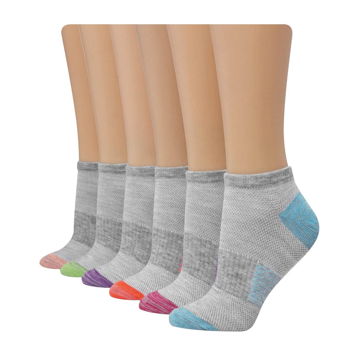 Hanes Calcetines Ligeros Invisibles Paquete de 6 Mujer - 5-9 - Gris