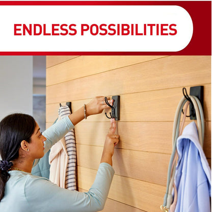 Command - Gancho Triple de níquel Satinado XL, 1 Gancho, 3 Tiras, Ganchos de Pared para Colgar sin daños con Tiras Adhesivas, Ganchos de Pared sin Herramientas para Colgar Decoraciones en Espacios