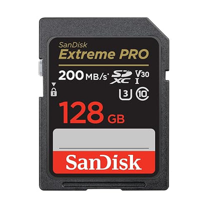 SanDisk Tarjeta de Memoria Extreme Pro SDXC UHS-I de 128 GB, C10, U3, V30, 4K UHD, Tarjeta SD - SDSDXXD-128G-GN4IN