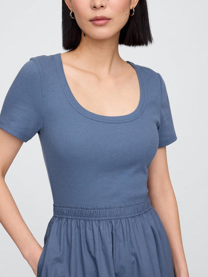 Gap Vestido Midi con Cuello Redondo para Mujer
