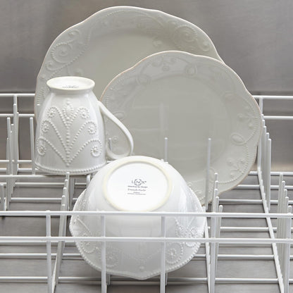 Lenox French Perle Tidbit Plato, Puesto de mesa de 4 piezas, Off - Blanca