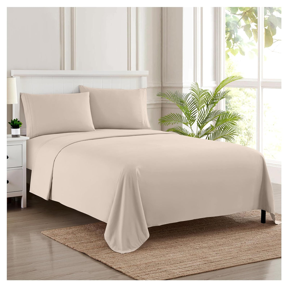 Sweet Home Collection Juego de Sábanas 1800 Hilos - Beige - Individual XL - Juego de sábanas