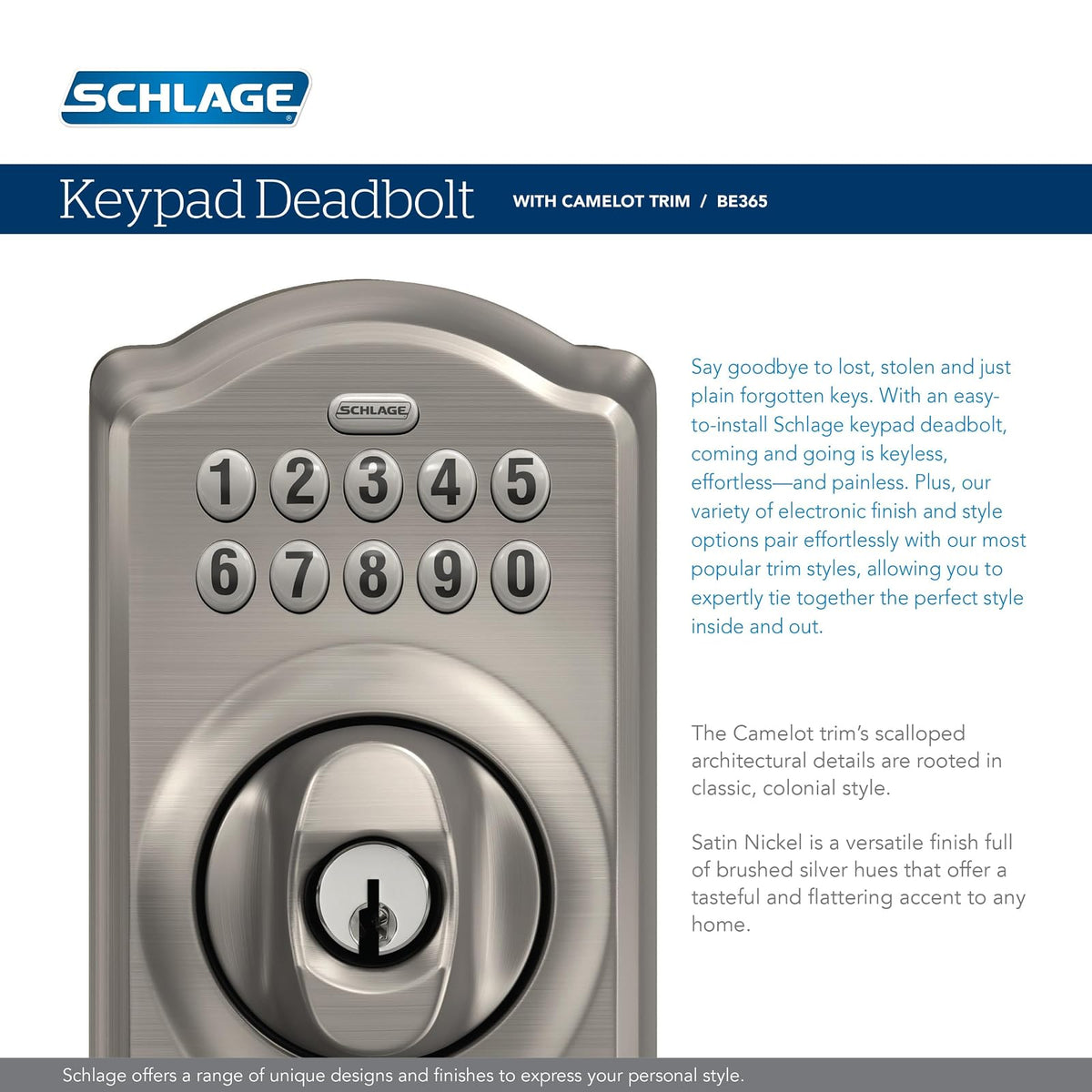 Schlage Camelot Escudo con tTeclado nNumérico Antique Brass 1 paquete