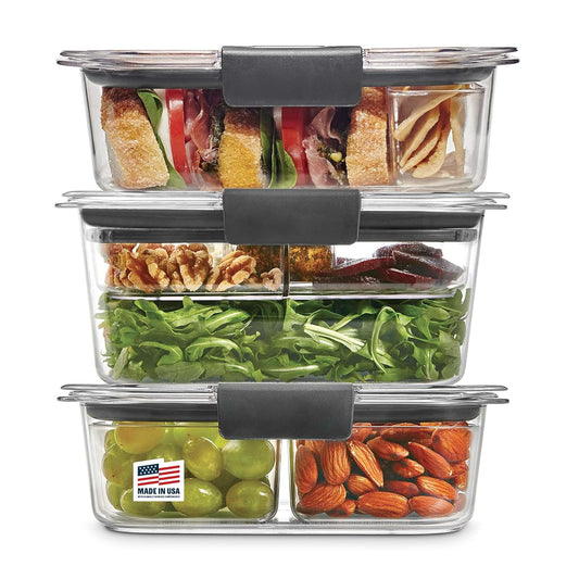 Rubbermaid 2108371 - Juego de 12 recipientes de plástico con tapas, a prueba de fugas, estilo caja de Bento, para sándwich y ensalada, transparente