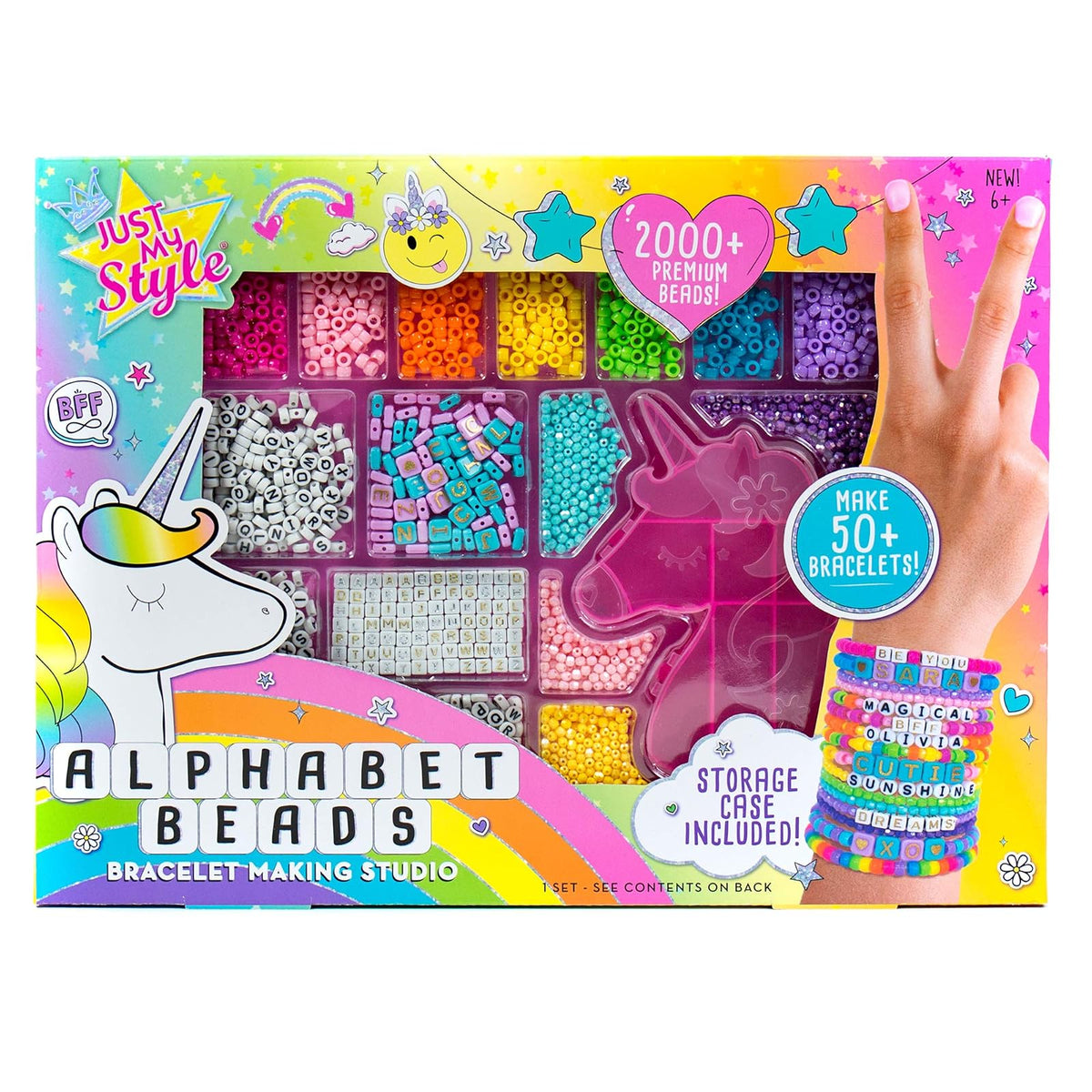 Alphabet Beads Bracelet Making Studio, Make 50+ Custom Bracelets With Over 2000+ Premium Beads, Includes Storage Case & Project Instructions, DIY Bracelet Making Kit