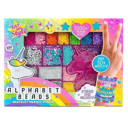 Alphabet Beads Bracelet Making Studio, Make 50+ Custom Bracelets With Over 2000+ Premium Beads, Includes Storage Case & Project Instructions, DIY Bracelet Making Kit
