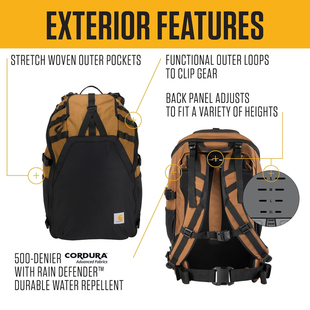 Carhartt 45l Nylon Internal Frame Hiking Backpack, Durable Pack With 15" Laptop Sleeve Mochila de senderismo de nailon 45L Unisex adulto