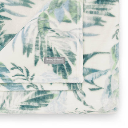 Tommy Bahama - Manta de Forro Polar de Felpa, Juego de Ropa de Cama Tropical para Cama o sofá (Hojas de Papel de Pared, 50 x 70 Pulgadas)